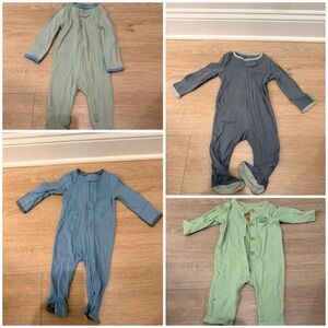 cloud island Baby Footed One-Piece Sleepers in Blue and Green